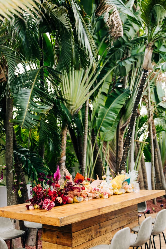 tropical rainbow floral runner miami