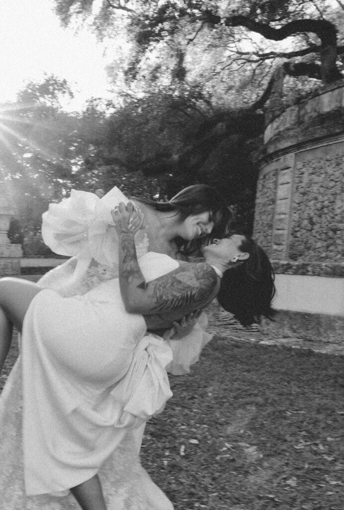 lesbian wedding at vizcaya museum and gardens