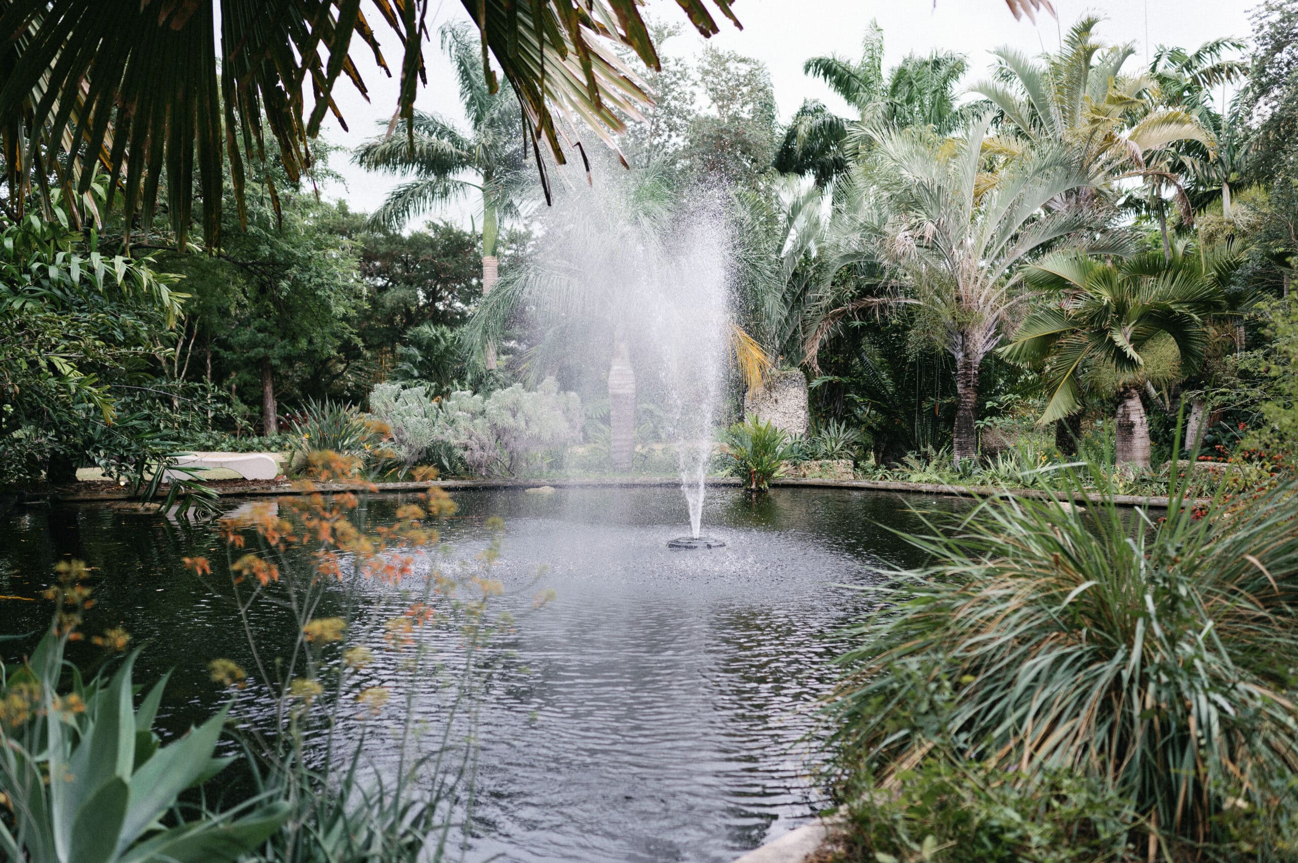 miami beach botanical garden, the lake ready for a wedding.